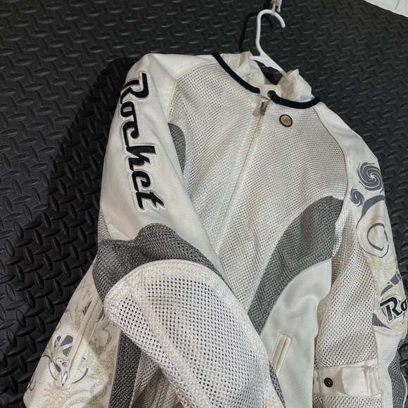 Joe Rocket Small Mesh Motorcycle Jacket White Silver Floral Riding Armor Rocket - Picture 7 of 9